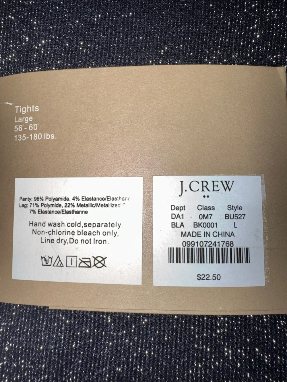 J. Crew Black Sparkle Tights